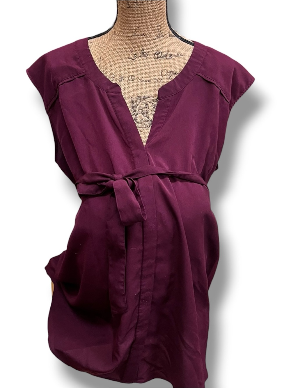 Motherhood Maternity Plum Tie-Waist V-Neck Top XL